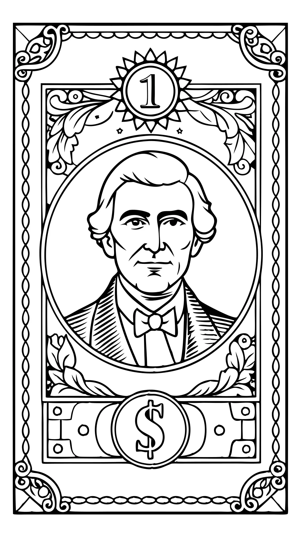 one dollar bill coloring page